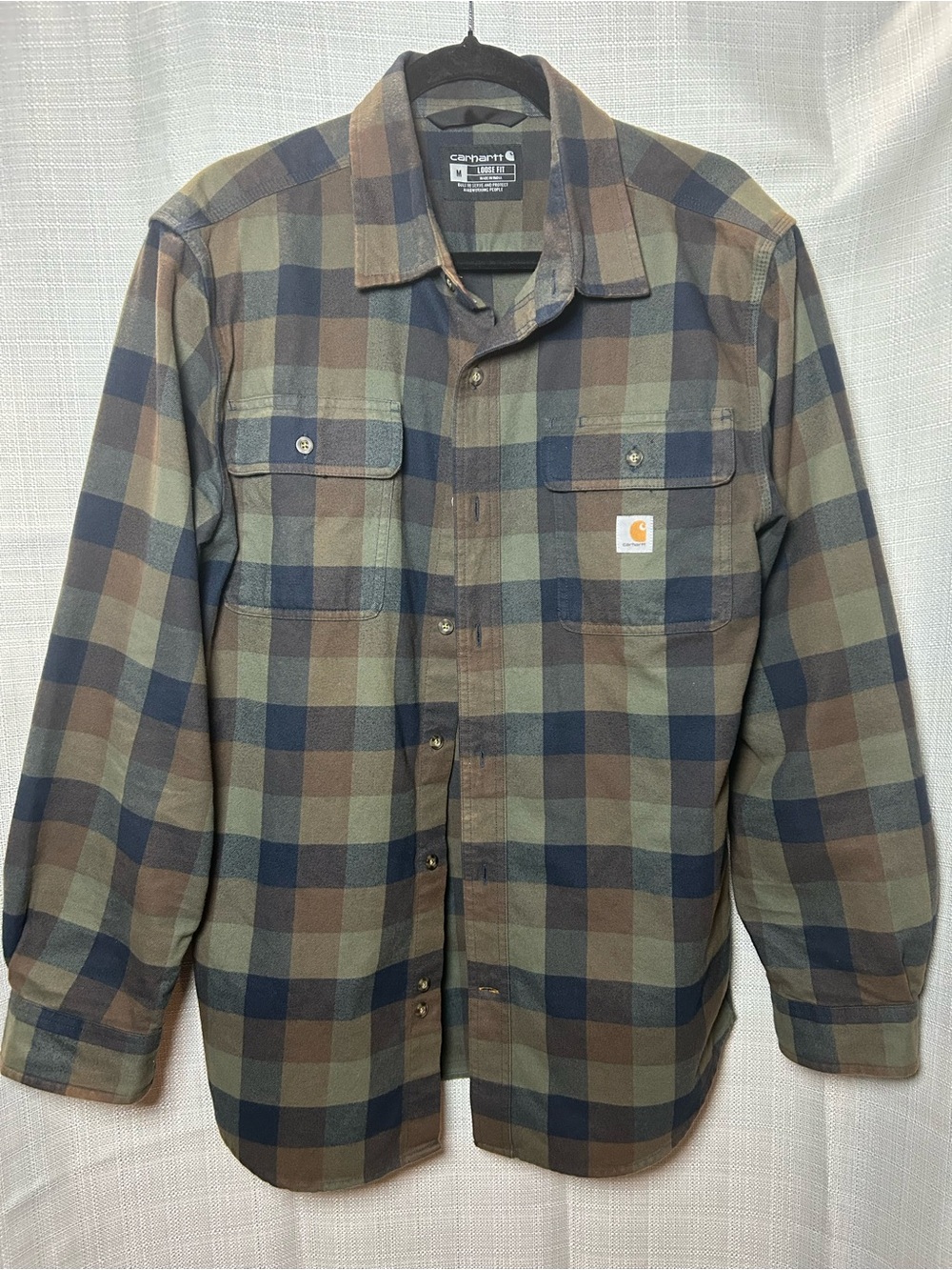 Carhartt Men's Plaid Shirt Jacket - Olive, Navy, Brown